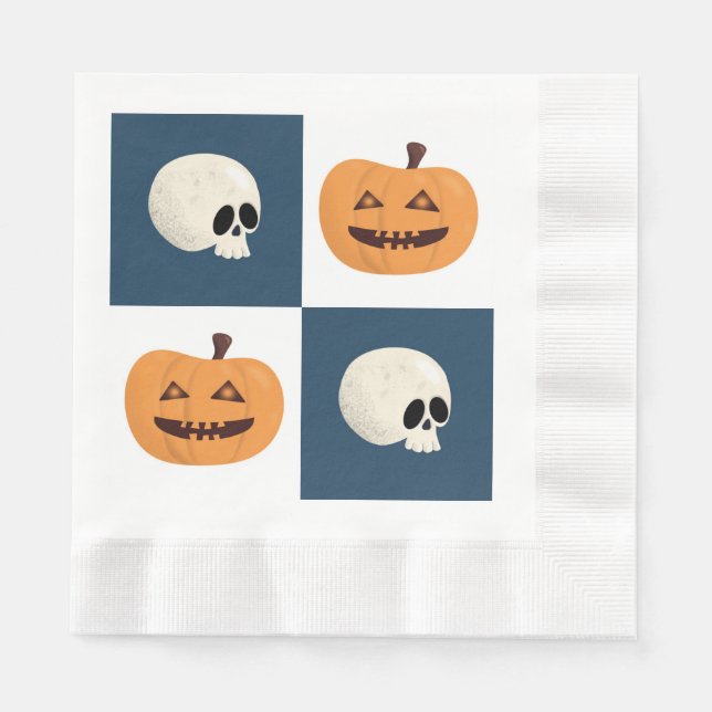 Servilleta De Papel Comprobaciones de calaveras y calabazas (Anverso)