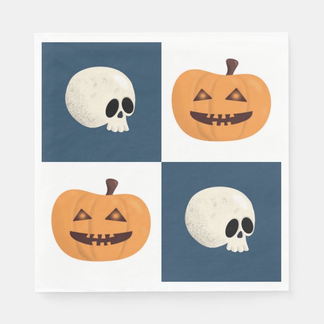 Servilleta De Papel Comprobaciones de calaveras y calabazas (Anverso)
