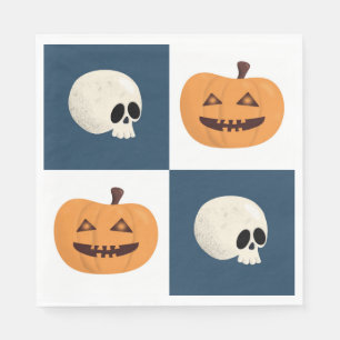 Servilleta De Papel Comprobaciones de calaveras y calabazas
