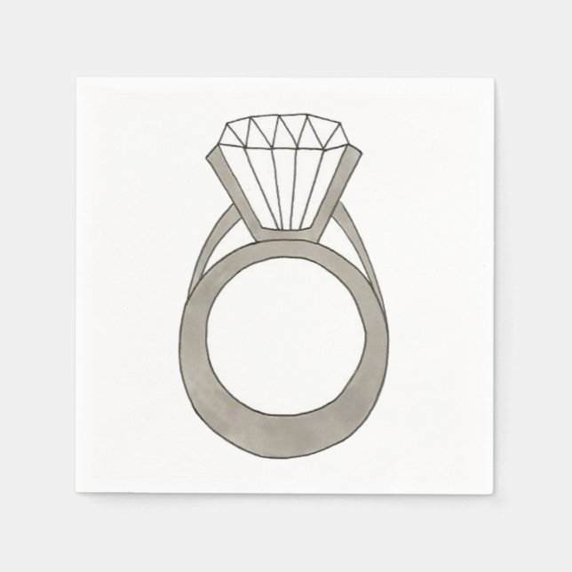 Servilleta De Papel Compromiso de anillo de diamantes Fiesta de ducha  (Anverso)