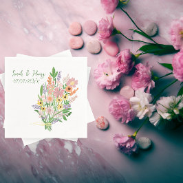 Servilleta De Papel Compromiso de matrimonio personalizado con flores 