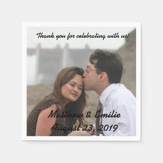 Servilleta De Papel Compromiso Personalizado / Boda Fotografías (Anverso)