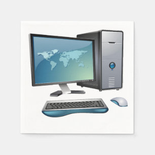 Servilleta De Papel Computadora de escritorio con monitor, teclado y r