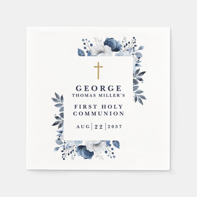 Servilleta De Papel Comunión botánica moderna de la Marina (Anverso)