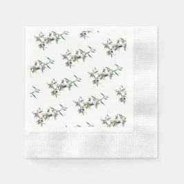 Servilleta de papel con acuarela de rama de olivo