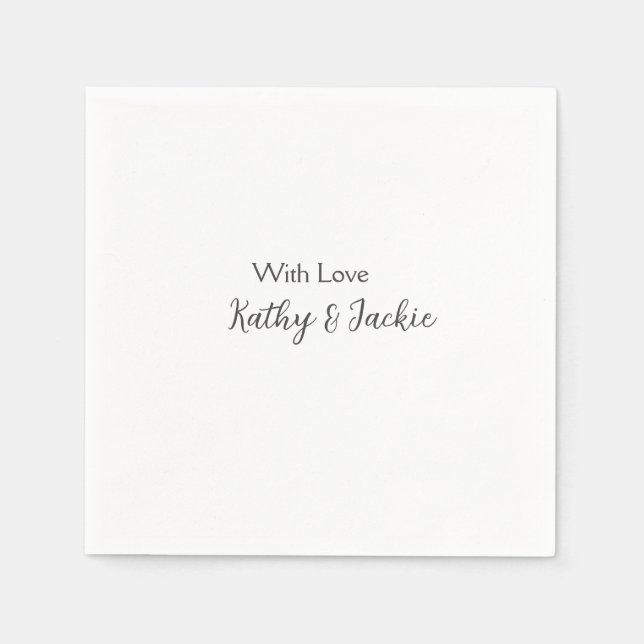 Servilleta De Papel Con amor añadir pareja boda simple (Anverso)