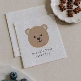Servilleta de papel con cara de osito de peluche
