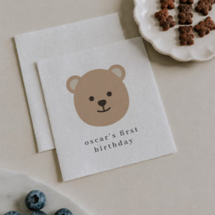 Servilleta de papel con cara de osito de peluche