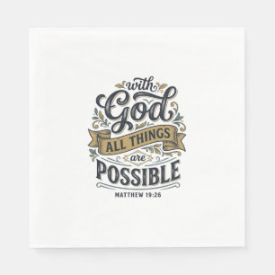 Servilleta De Papel Con Dios Todas las Cosas Son Posibles Vintage Cris