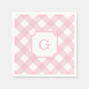 Servilleta de papel con estampado de cuadros rosa 