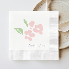 Servilleta de papel con flores acuarelas en tono r