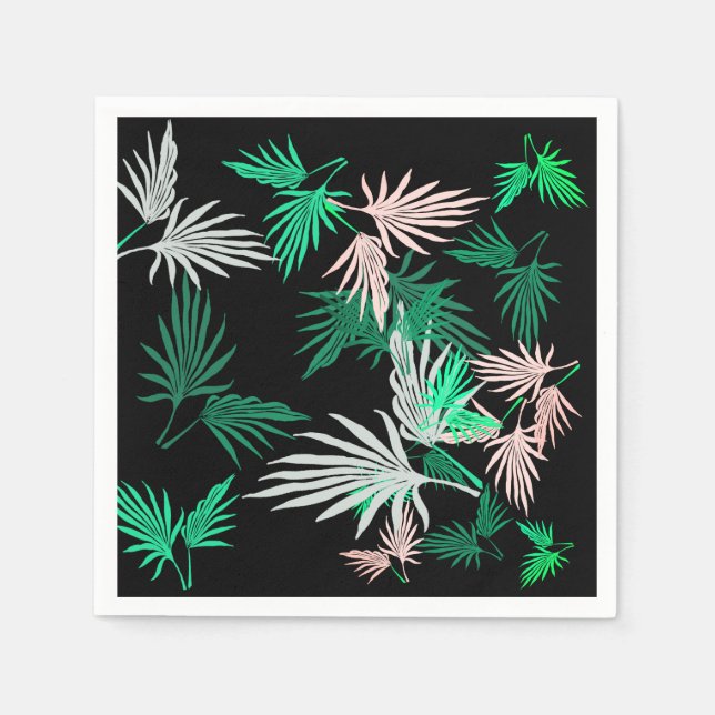 Servilleta de papel con hoja de palma verde pálido (Anverso)