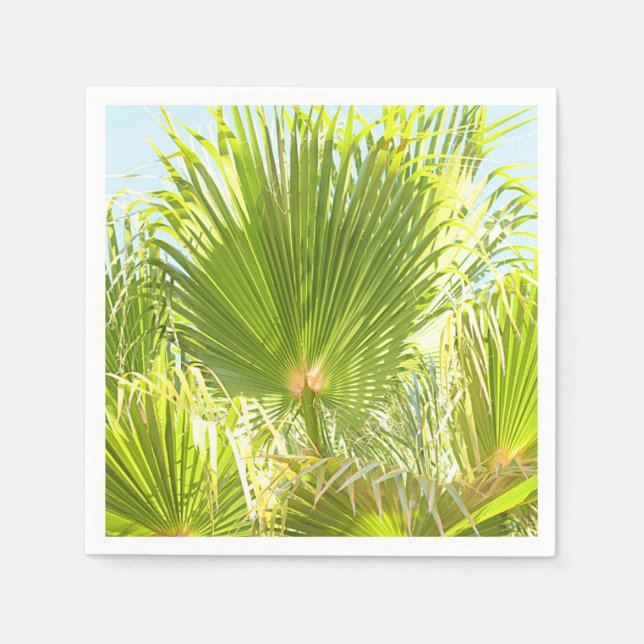 Servilleta de papel con hoja de palma verde tropic (Anverso)