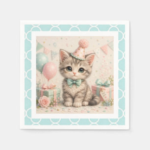 Servilleta de papel con ilustración de gatito de c