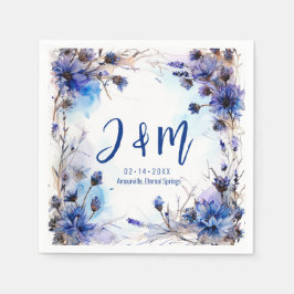 Servilleta De Papel 💍 con iniciales Cornflowers y Lavender Elegance