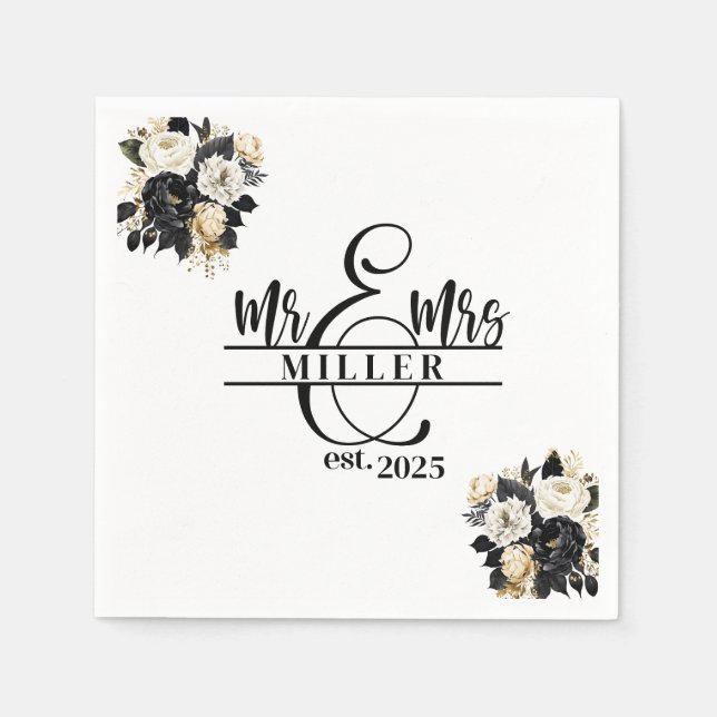 Servilleta de papel con nombre personalizado Sr. y (Anverso)