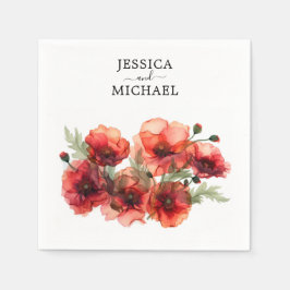 Servilleta De Papel Con nombres y amapolas Scarlet Petal Serenade