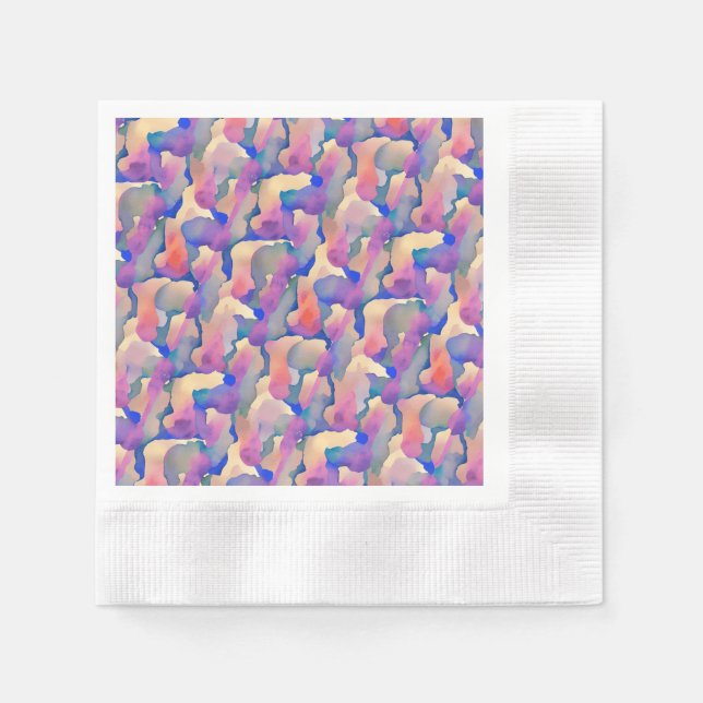Servilleta de papel con patrón de acuarela (Anverso)