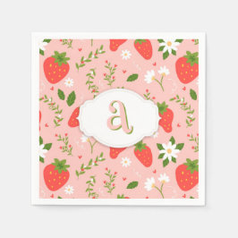 Servilleta de papel con patrón de fresas adorable