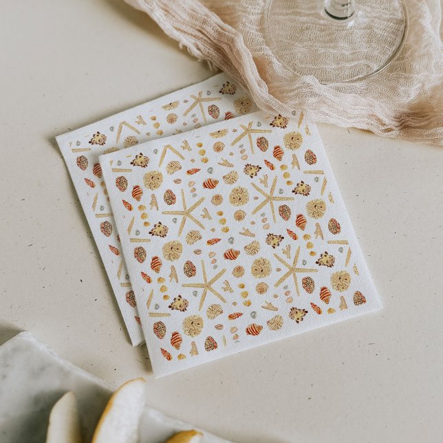 Servilleta De Papel Concha acuática (Watercolor seashells paper party napkins.)