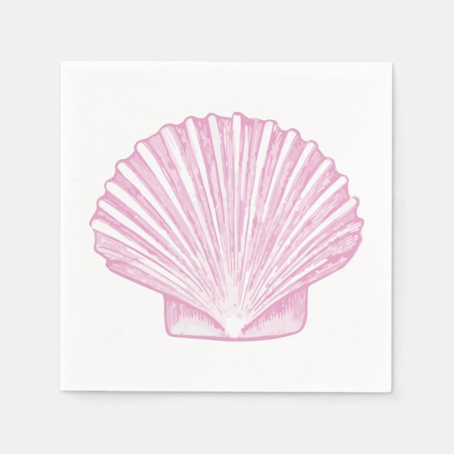Servilleta De Papel Concha de vieira rosa costera (Anverso)
