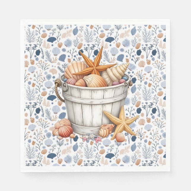 Servilleta De Papel Conchas de la orilla del mar  (Anverso)