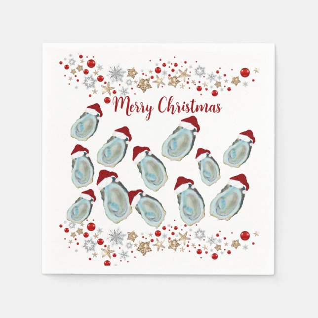 Servilleta De Papel conchas de ostras de Navidad (Anverso)