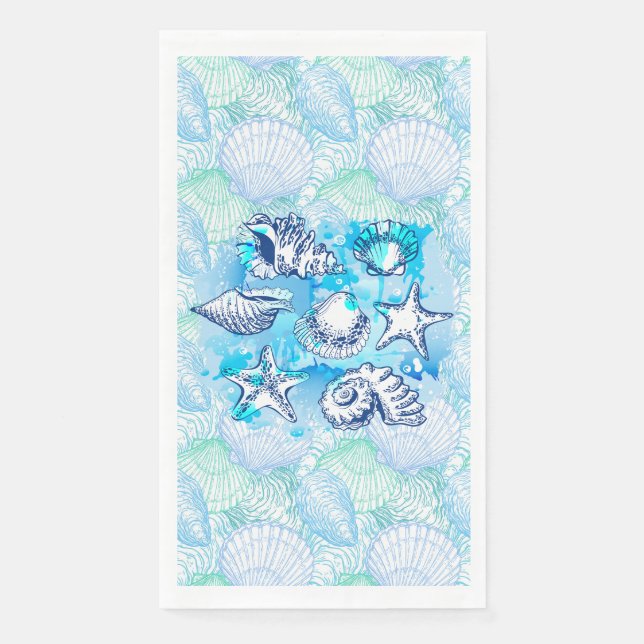 Servilleta De Papel Conchas en azul (Anverso)