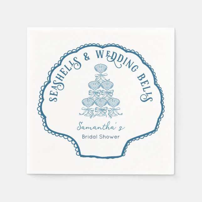 Servilleta De Papel Conchas marinas y campanas de boda Despedida de so (Anverso)