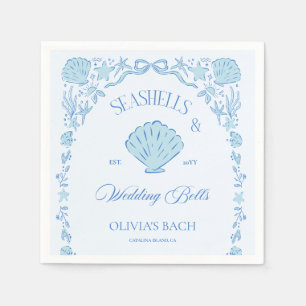 Servilleta De Papel Conchas marinas y campanas de boda Despedida de so