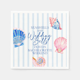 Servilleta De Papel Conchas marinas y campanas de boda Despedida de so