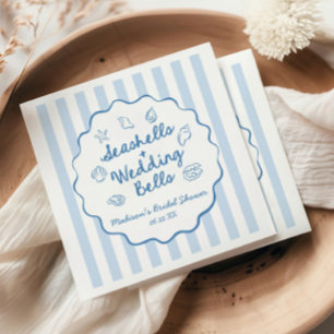 Servilleta De Papel Conchas marinas y campanas de boda Ducha de novia 
