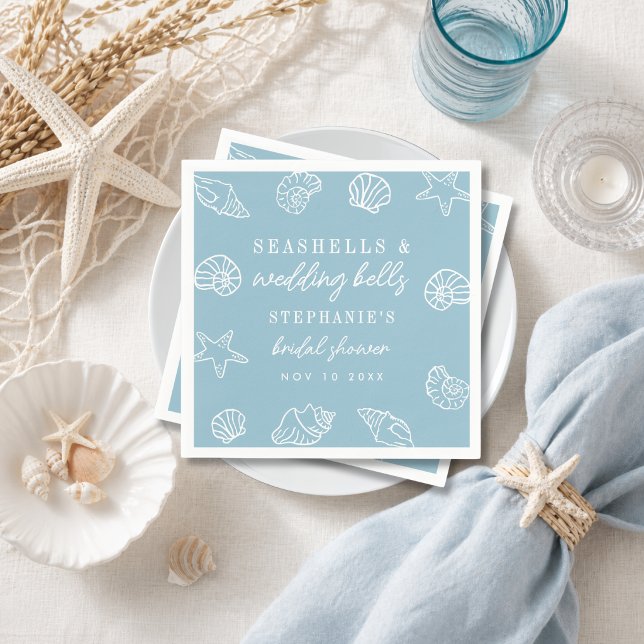 Servilleta De Papel Conchas marinas y campanas de boda Fiesta de Despe (Subido por el creador)