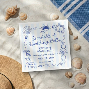 Servilleta De Papel Conchas marinas y campanas de boda Fiesta de solte