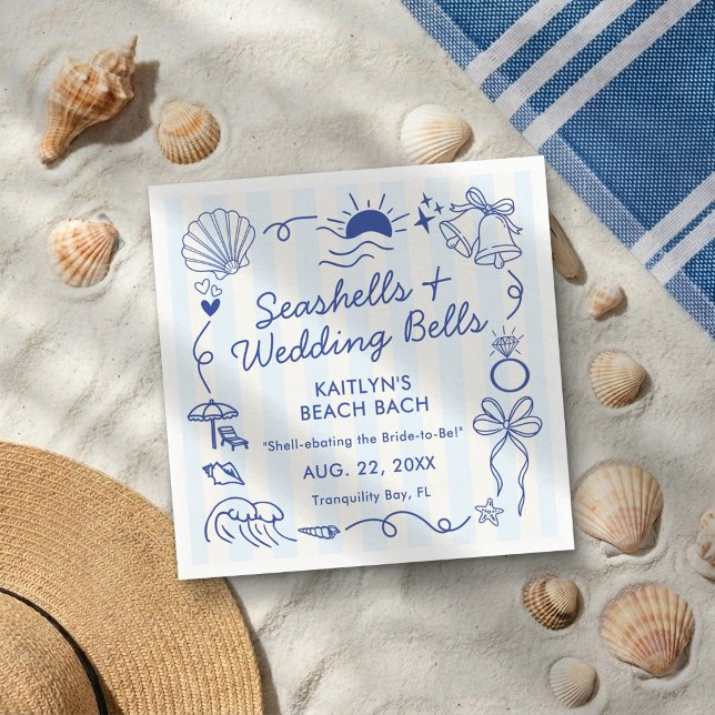 Servilleta De Papel Conchas marinas y campanas de boda Fiesta de solte (Subido por el creador)