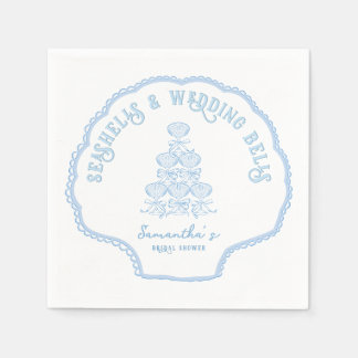 Servilleta De Papel Conchas marinas y campanas de boda Fiesta de solte