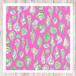 Servilleta De Papel Conchas preppy en la costa rosa caliente