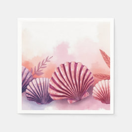 Servilleta De Papel Conchas rosadas y púrpuras 