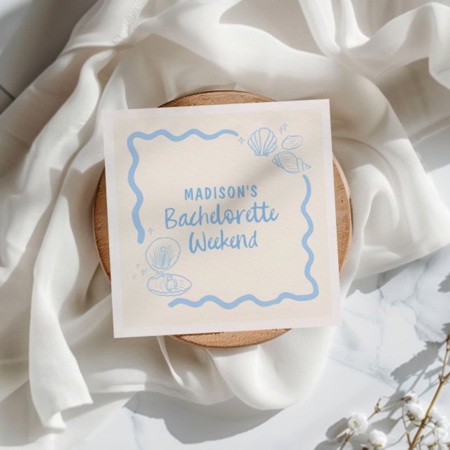 Servilleta De Papel Conchas y Campanas de Boda Azul Suave Dibujadas a  (Subido por el creador)