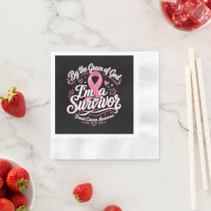 Servilleta De Papel Conciencia de fe de lazo rosa del cáncer de mama