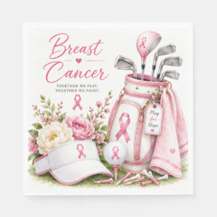 Servilleta De Papel Conciencia sobre el cáncer de mama con golf de cin