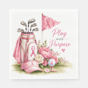 Servilleta De Papel Conciencia sobre el cáncer de mama con golf de cin