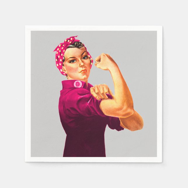 Servilleta De Papel Conciencia sobre el cáncer Rosie The Riveter (Anverso)