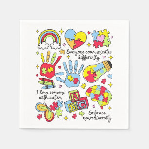 Servilleta De Papel Concienciación sobre autismo abraza la diversidad 