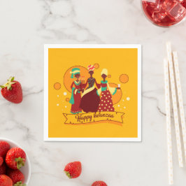 Servilleta De Papel Concordancia Feliz Kwanzaa 3 Damas Cóctel Amarillo