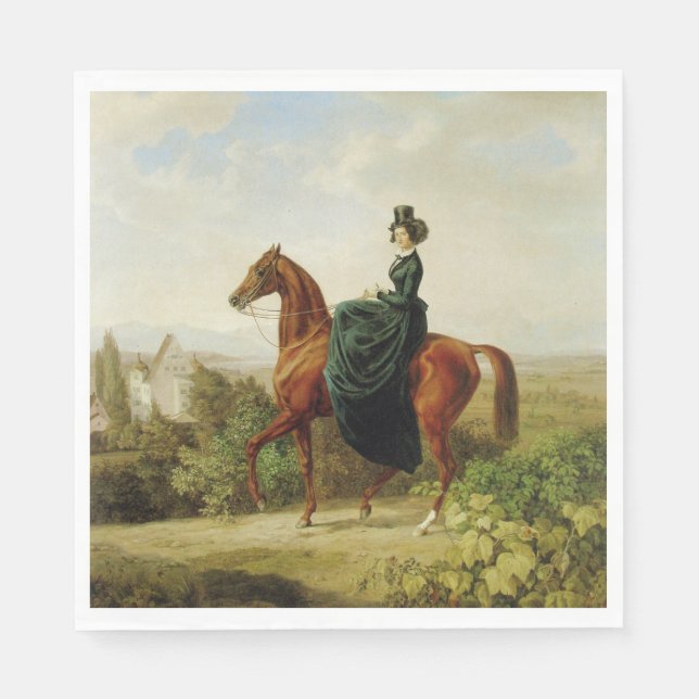 Servilleta De Papel Condesa a caballo (caballo marrón elegante) (Anverso)