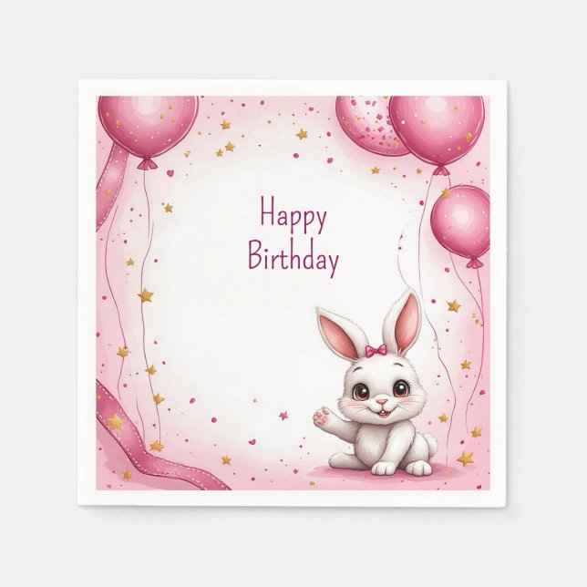 Servilleta De Papel Conejito Adorable Rosa Bebé 🐰 (Anverso)