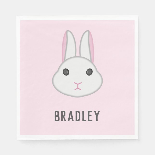Servilleta De Papel Conejito blanco fino en rosa (Anverso)