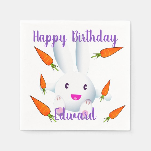 Servilleta De Papel Conejito blanco y zanjas (Anverso)