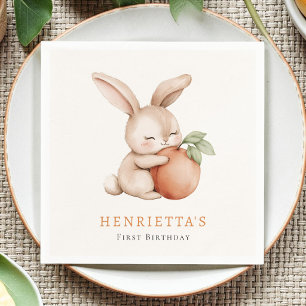 Servilleta De Papel Conejito Bonito Abrazando Melocotón Cumpleaños Núm